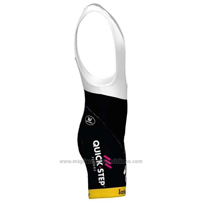 2020 Abbigliamento Ciclismo Deceuninck Quick Step Bianco Giallo Manica Corta e Salopette